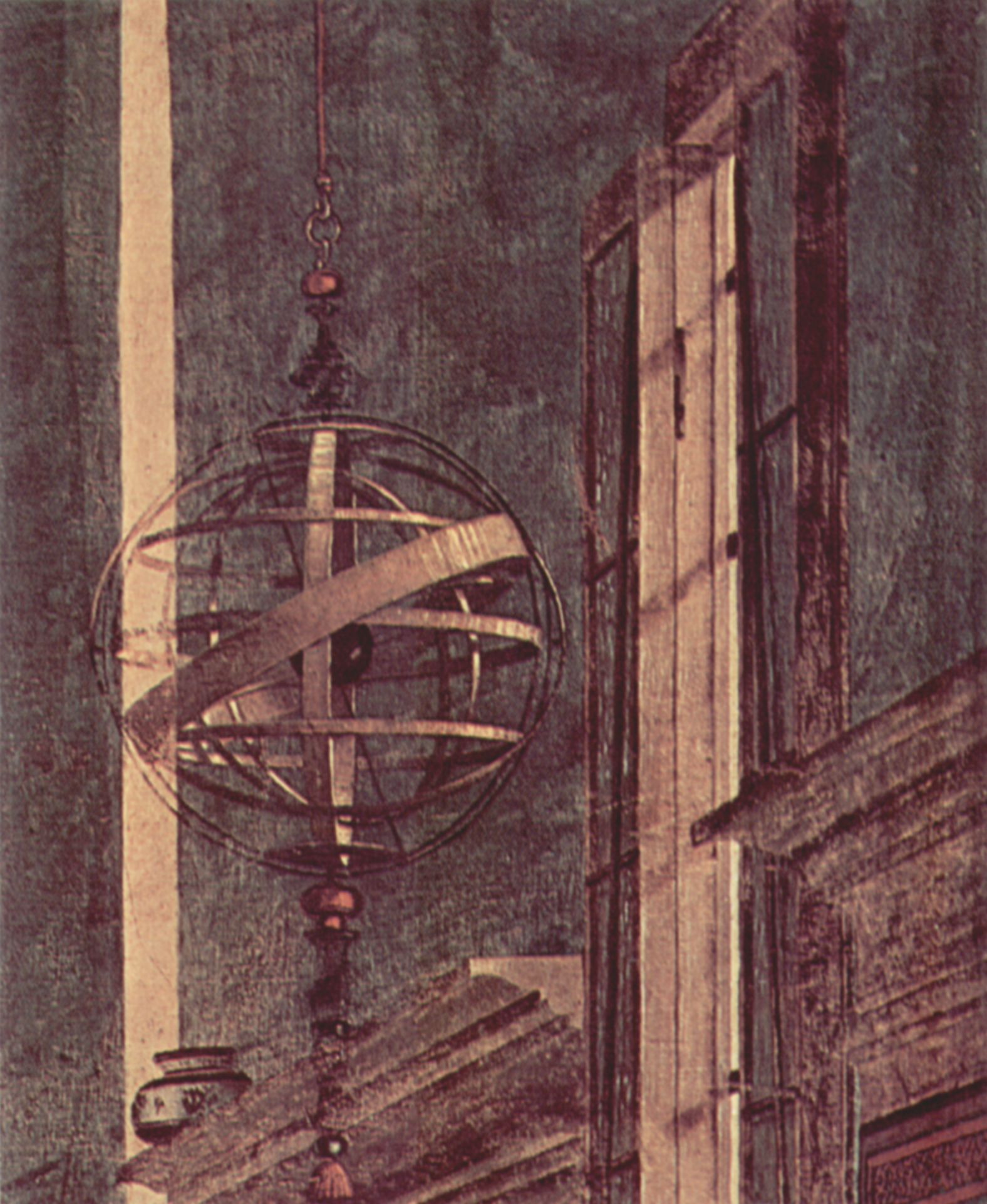 Vittore Carpaccio: Gemldezyklus der  Kapelle der Scuola di San Giorgio degli Schiavoni, Szene: Vision des Hl. Augustinus, Detail
