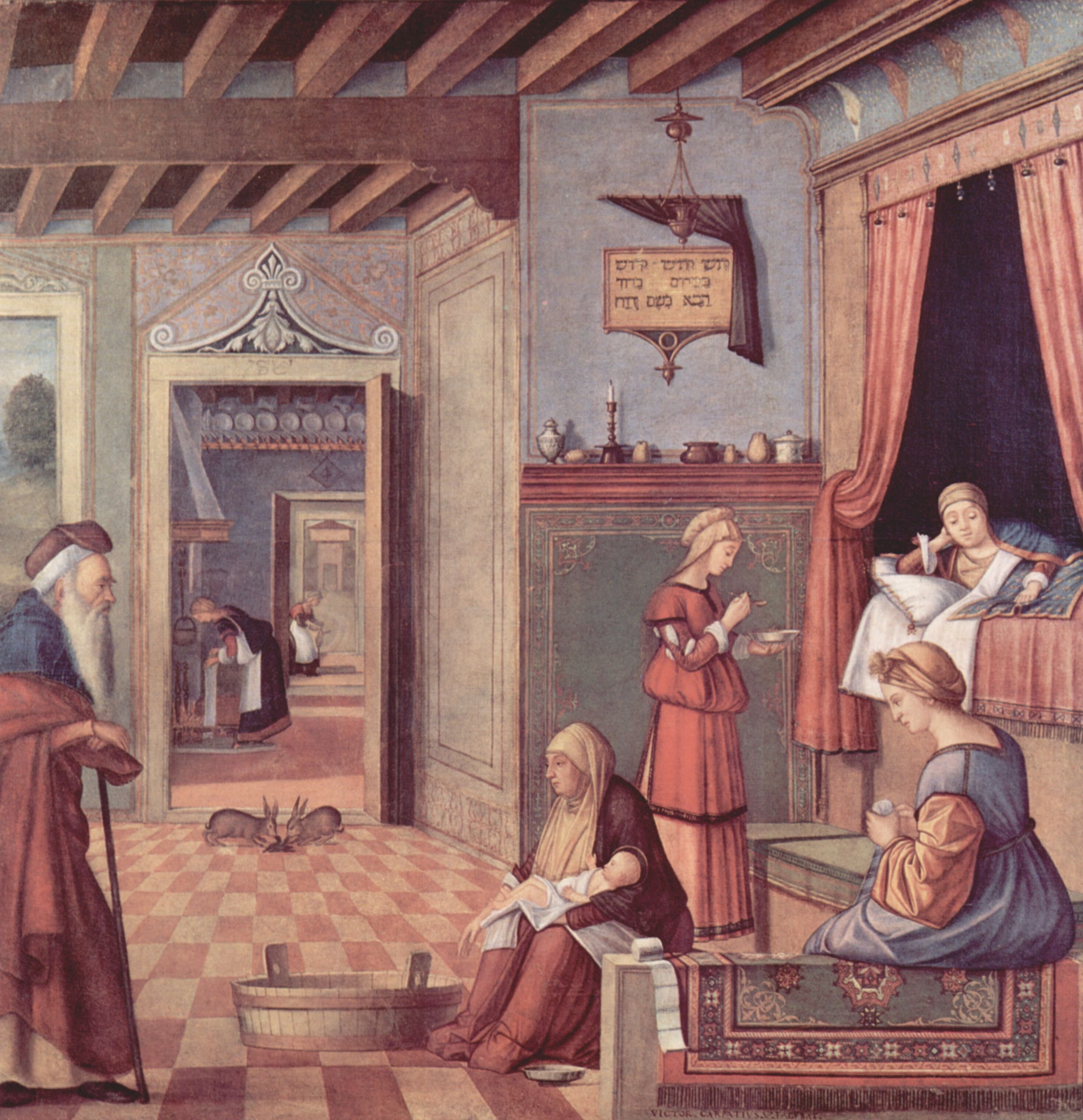 Vittore Carpaccio: Zyklus Albanesi, Szene: Maria Geburt