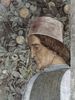 Andrea Mantegna: Freskenzyklus in der Camera degli Sposi im Palazzo Duccale in Mantua, Szene: Wartende Reitknechte, Detail: Reitknecht