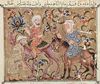 Arabischer Maler um 1335: Maqâmât (Versammlungen) des al-Harîrî, Szene: Abû Zayd hilft al-Hârith, sein gestohlenes Kamel wiederzubekommen (27. Maqâmat)