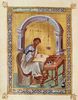 Byzantinischer Maler des 10. Jahrhunderts: Der Evangelist Lukas lesend