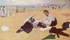 Edgar Germain Hilaire Degas: Kleines Mdchen wird am Meeresstrand von seiner Bonne gekmmt