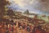 Jan Bruegel d. .: Seehafen mit der Predigt Christi