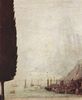 Leonardo da Vinci: Verkündigung an Maria, Detail: Landschaft