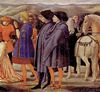 Masaccio: Polyptychon fr Santa Maria del Carmine in Pisa, dritte Predellatafel: Anbetung der Knige
