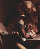 Michelangelo Caravaggio: Gemlde der Contarelli-Kapelle in San Luigi di Francesi in Rom, Szene: Berufung des Hl. Matthus, Detail