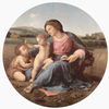 Raffael: Madonna Alba, Szene: Maria mit Christuskind und Johannes dem Täufer, Tondo Raffael: Madonna Alba, Szene: Maria mit Christuskind und Johannes dem Täufer, Tondo