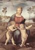 Raffael: Madonna mit dem Stieglitz, Szene: Maria mit Christuskind und Johannes dem Täufer Raffael: Madonna mit dem Stieglitz, Szene: Maria mit Christuskind und Johannes dem Täufer