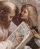 Raffael: Stanza della Segnatura im Vatikan für Papst Julius II., Wandfresko: Die Schule von Athen, Detail: Pythagoras Raffael: Stanza della Segnatura im Vatikan für Papst Julius II., Wandfresko: Die Schule von Athen, Detail: Pythagoras