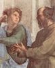 Raffael: Stanza della Segnatura im Vatikan für Papst Julius II., Wandfresko: Die Schule von Athen, Detail: Sokrates und Xenophon Raffael: Stanza della Segnatura im Vatikan für Papst Julius II., Wandfresko: Die Schule von Athen, Detail: Sokrates und Xenophon